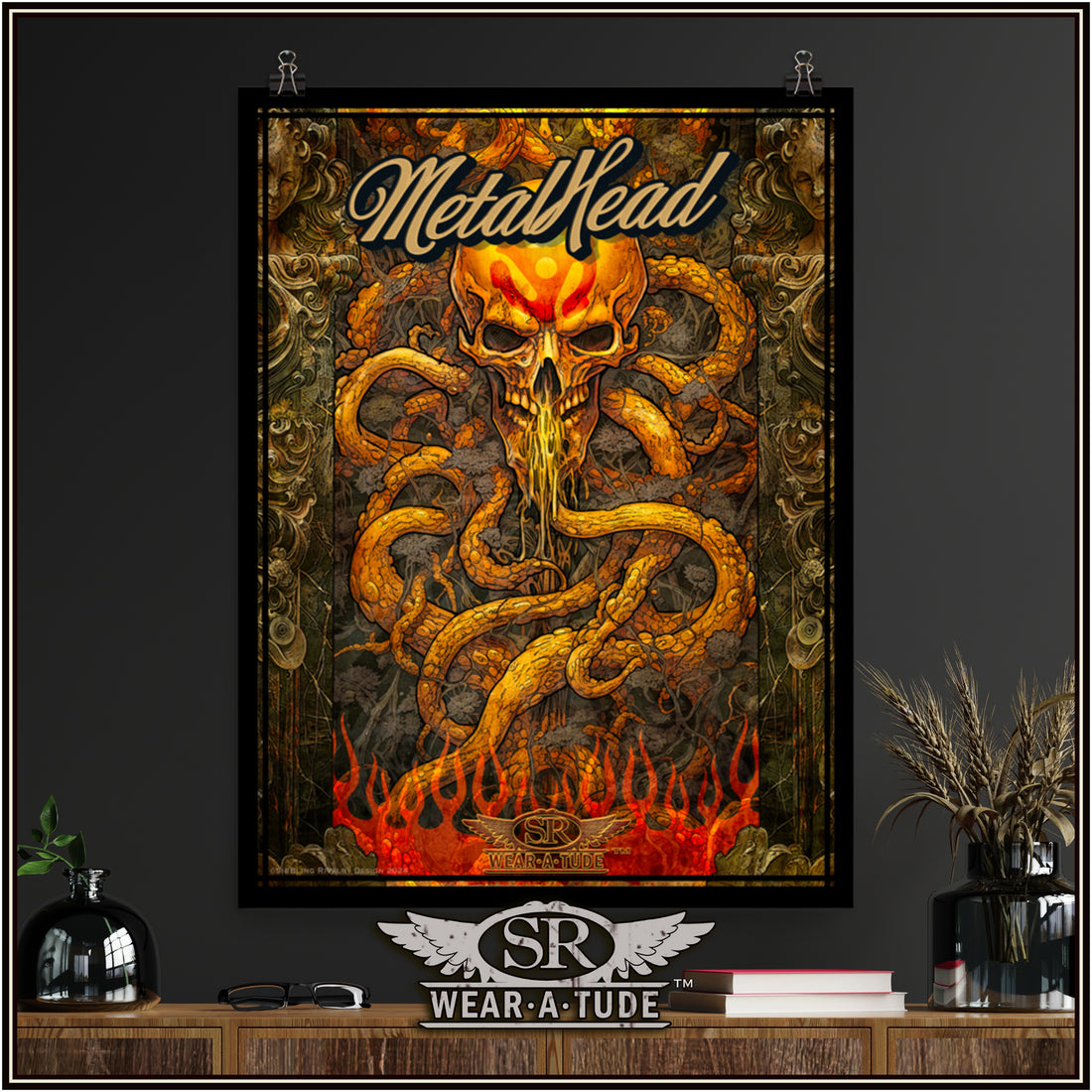 Looking for a metal-rock print for your music room? This high-resolution image featuring a skull with tentacles trimmed with intricate marble pillars will look epic on any wall.&lt;br&gt;Our museum-quality posters are made on thick matte paper. Add a wonderful accent to your room and office with these quality posters from SR Wear Atude.