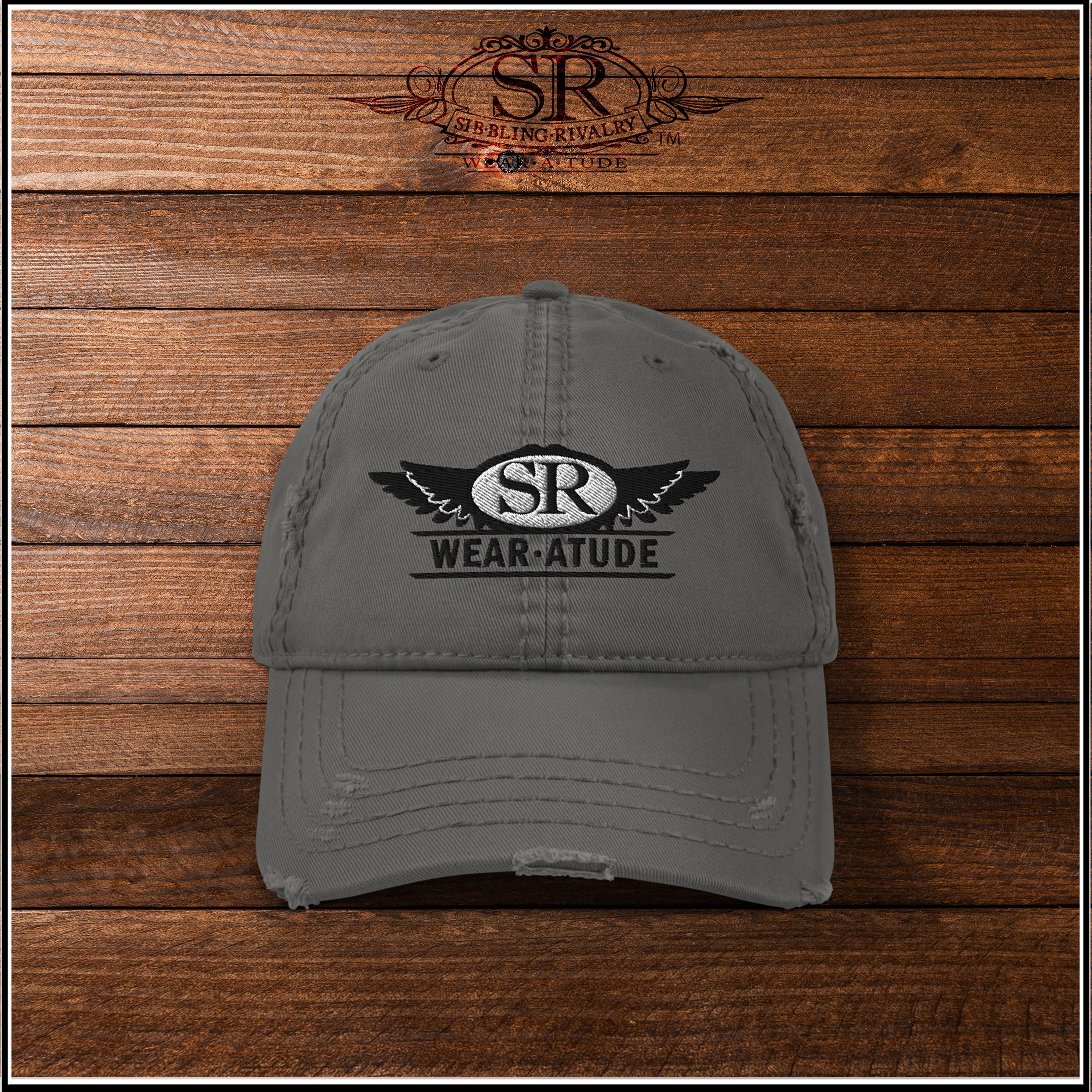 BRASH SR LOGO ~ Distressed Dad Hat ball cap - SIB.BLING RIVALRY