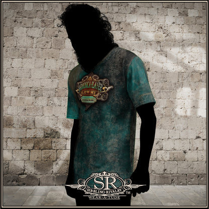 BLOW ME - TEAL GRUNGE~ Harmonica Crew Neck T-shirt - SIB.BLING RIVALRY