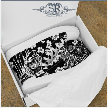 SKULL &amp; BLOSSOM ~ SR Women’s high top shoes - SIB.BLING RIVALRY