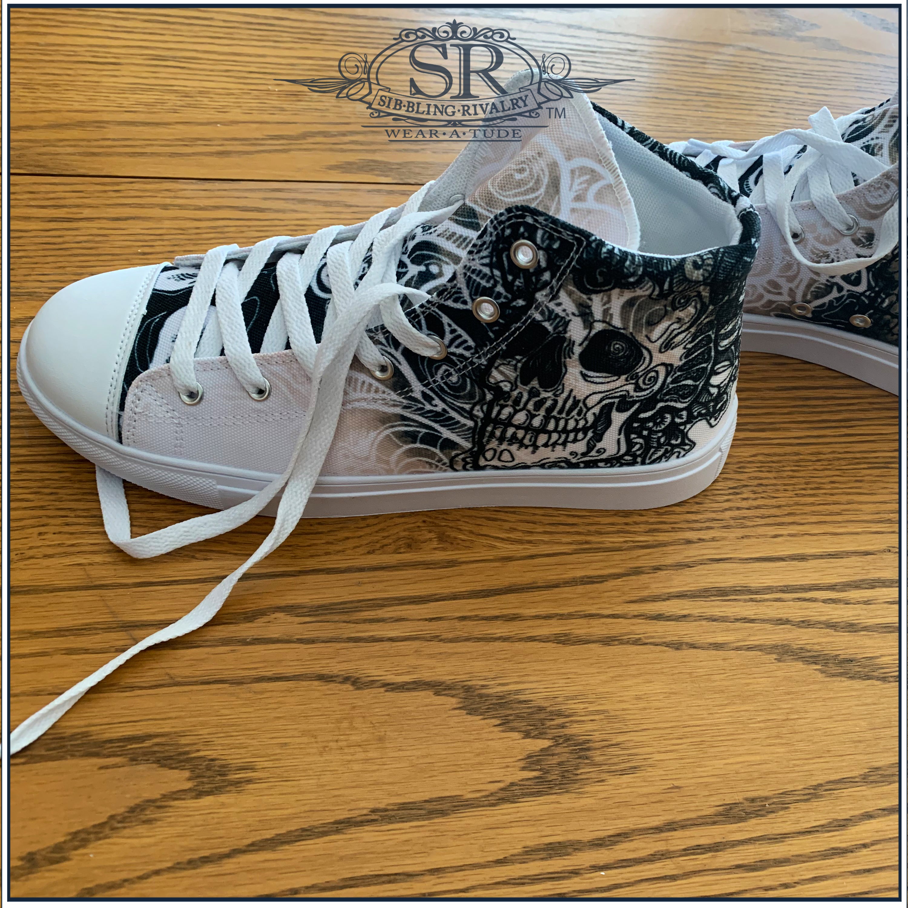 SKULLATUDE ~ SR Women’s high top canvas shoes - SIB.BLING RIVALRY