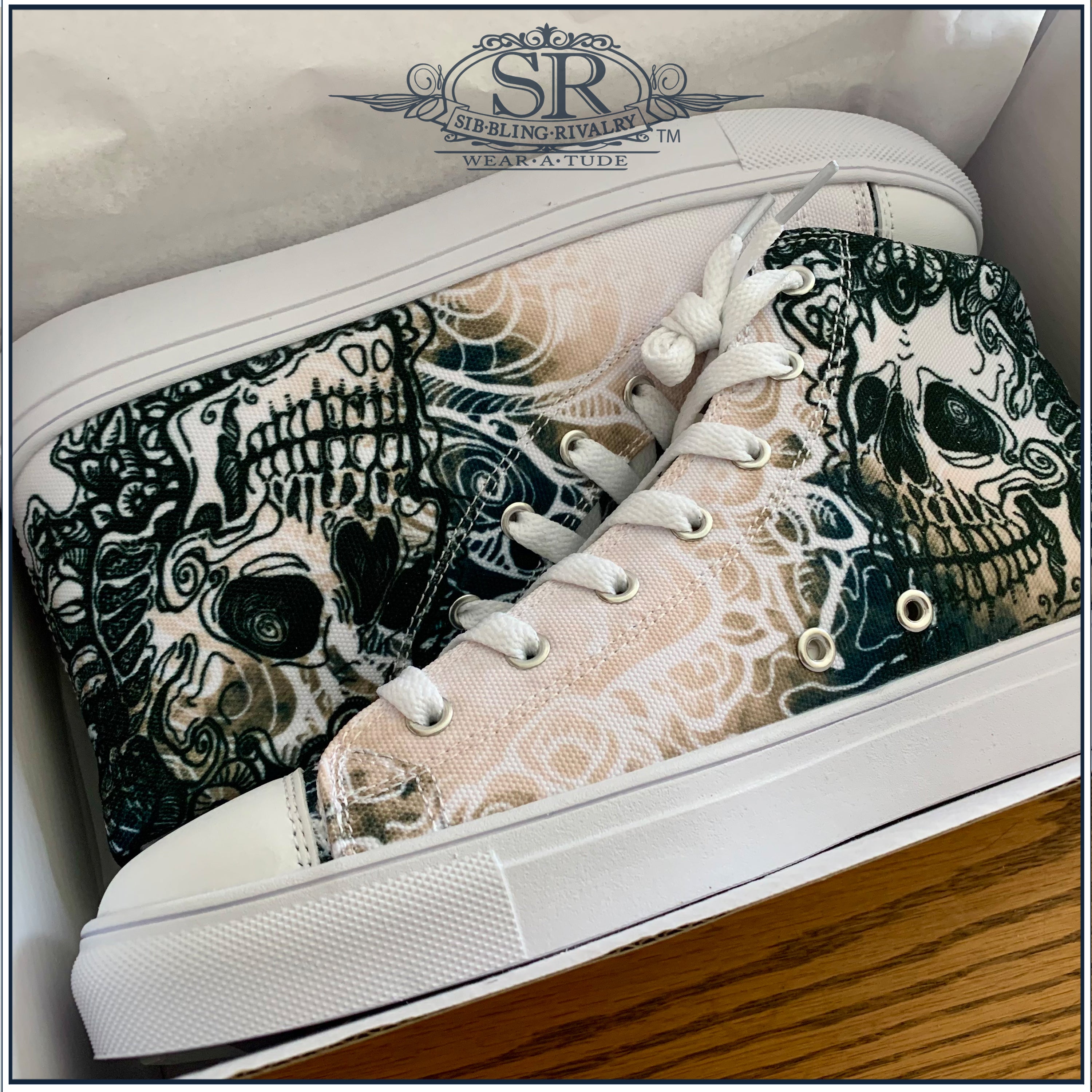 SKULLATUDE ~ SR Women’s high top canvas shoes - SIB.BLING RIVALRY