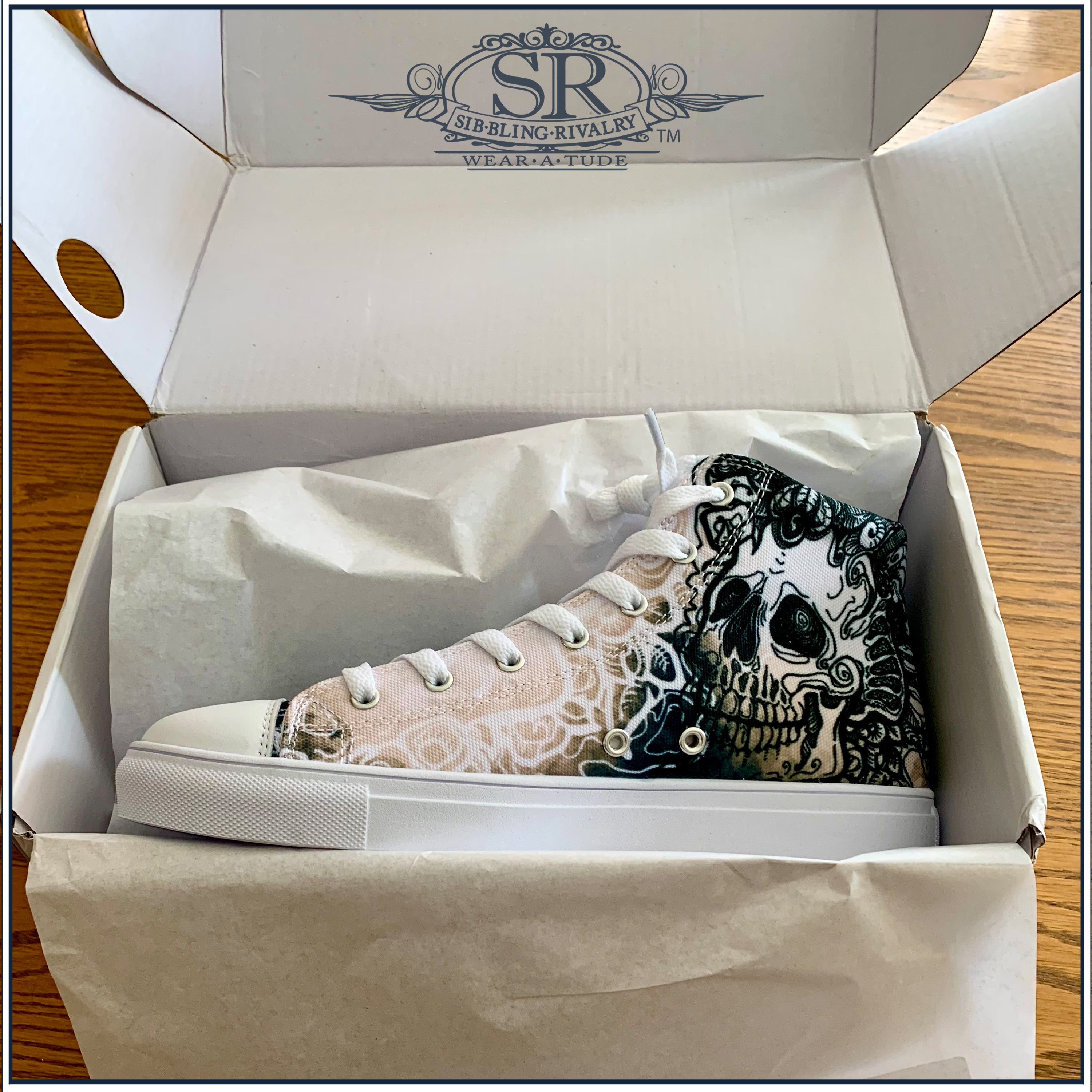 SKULLATUDE ~ SR Women’s high top canvas shoes - SIB.BLING RIVALRY