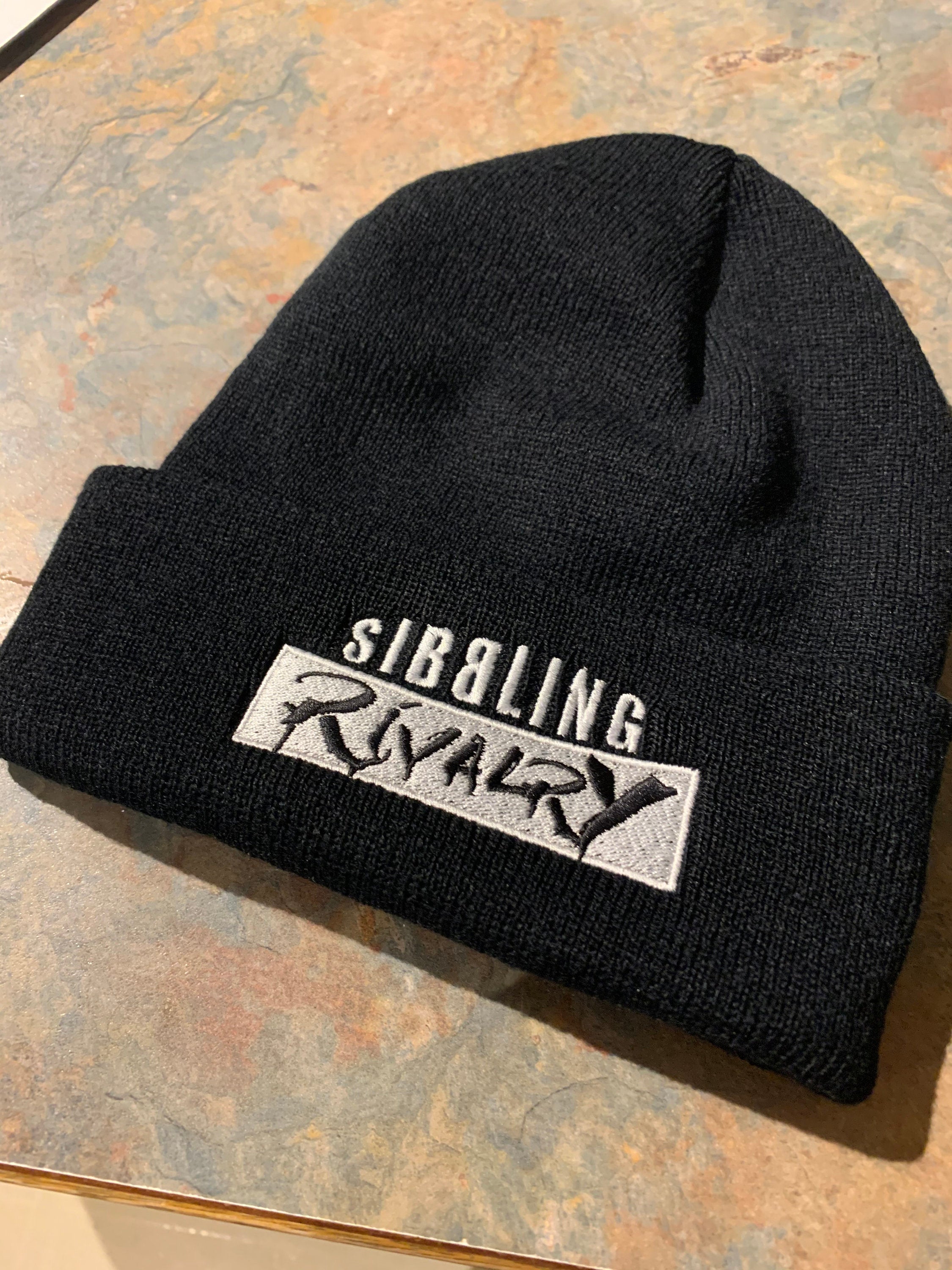 Rocker Beanie, Vintage Label, Sib.Bling Rivalry ~ Embroidered Cuffed Beanie - SIB.BLING RIVALRY, 