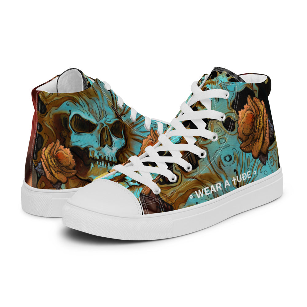 Rose Pattern Women’s high top canvas good shoes