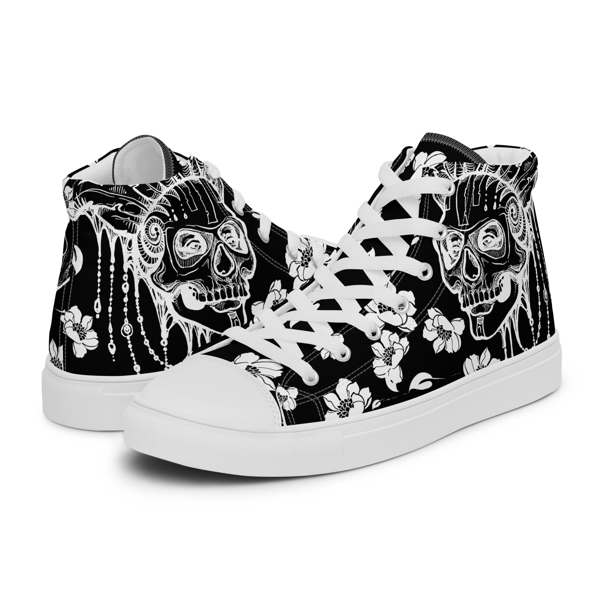 SKULL &amp; BLOSSOM ~ SR Women’s high top shoes - SIB.BLING RIVALRY